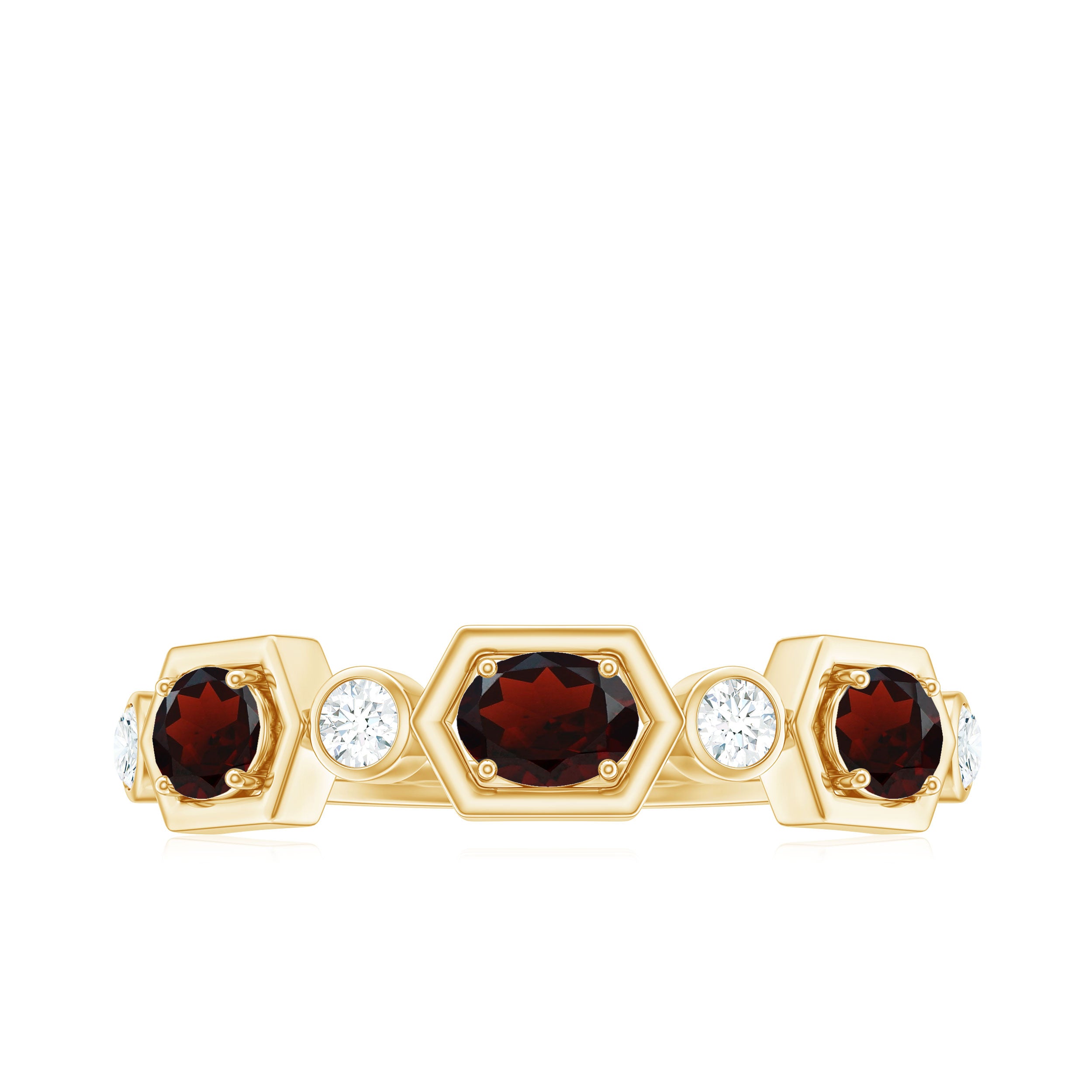 Rosec Jewels-Natural Garnet Diamond Wedding Band With Certificate