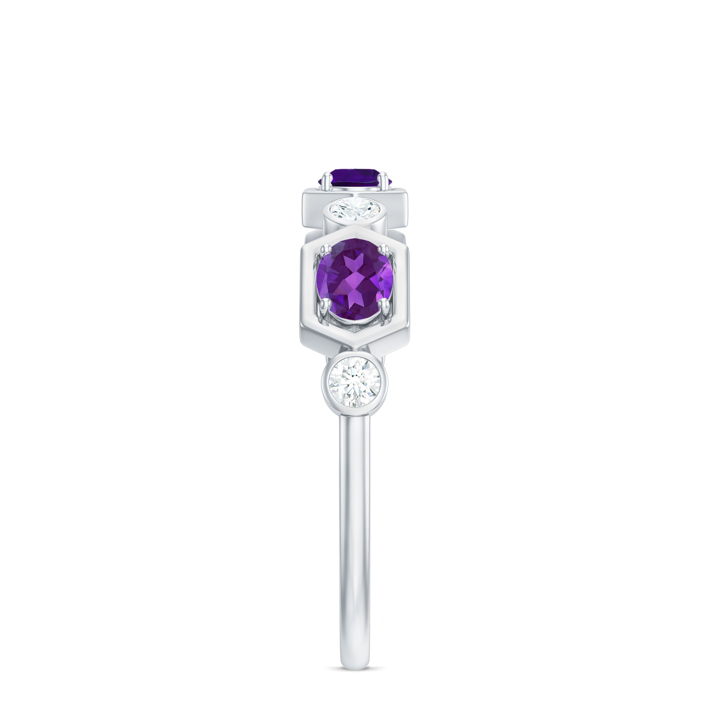 Rosec Jewels-East West Style Amethyst Half Eternity Ring with Diamond