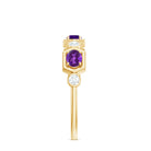 East West Style Amethyst Half Eternity Ring with Diamond AAA - Rosec Jewels