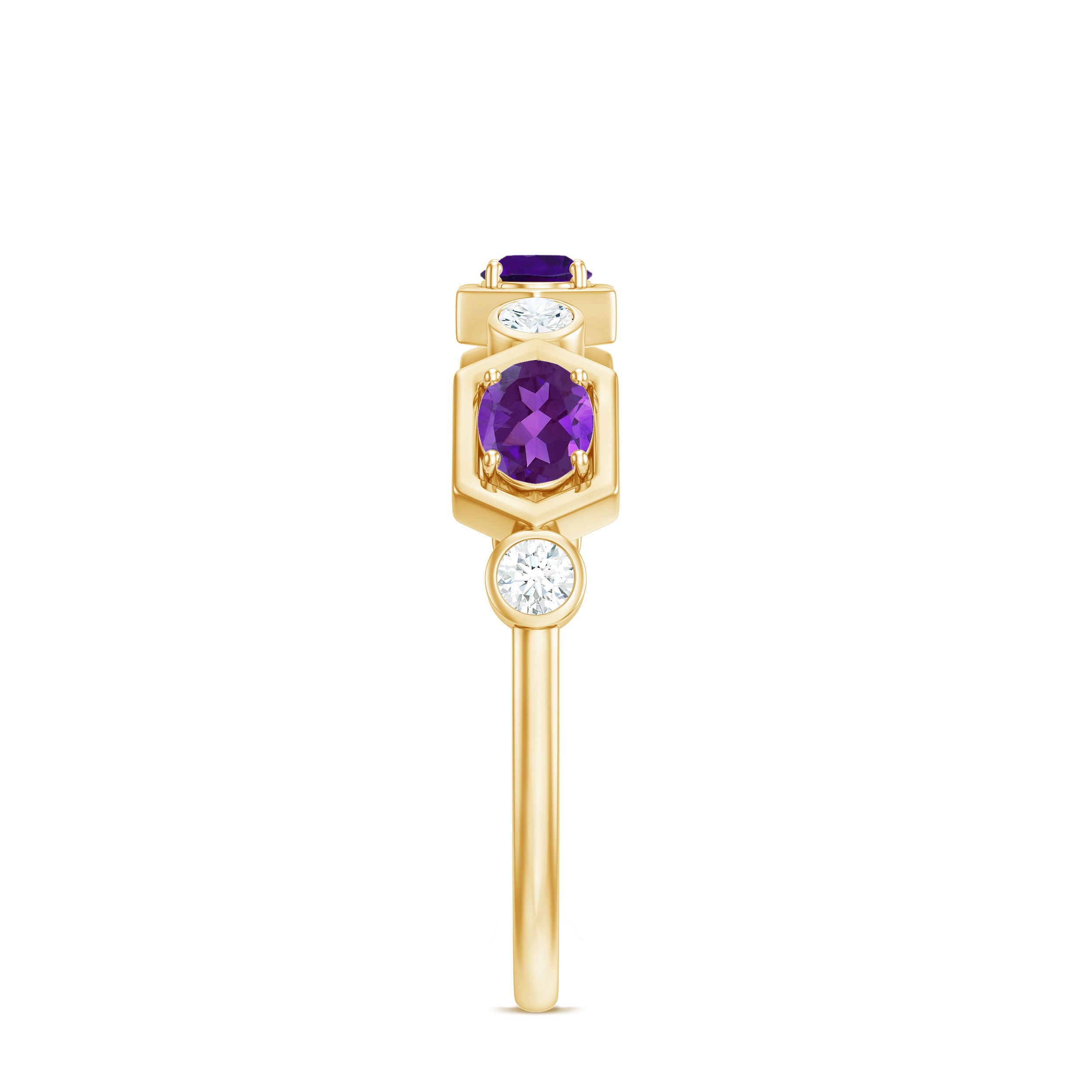 Rosec Jewels-East West Style Amethyst Half Eternity Ring with Diamond