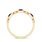 East West Style Amethyst Half Eternity Ring with Diamond AAA - Rosec Jewels