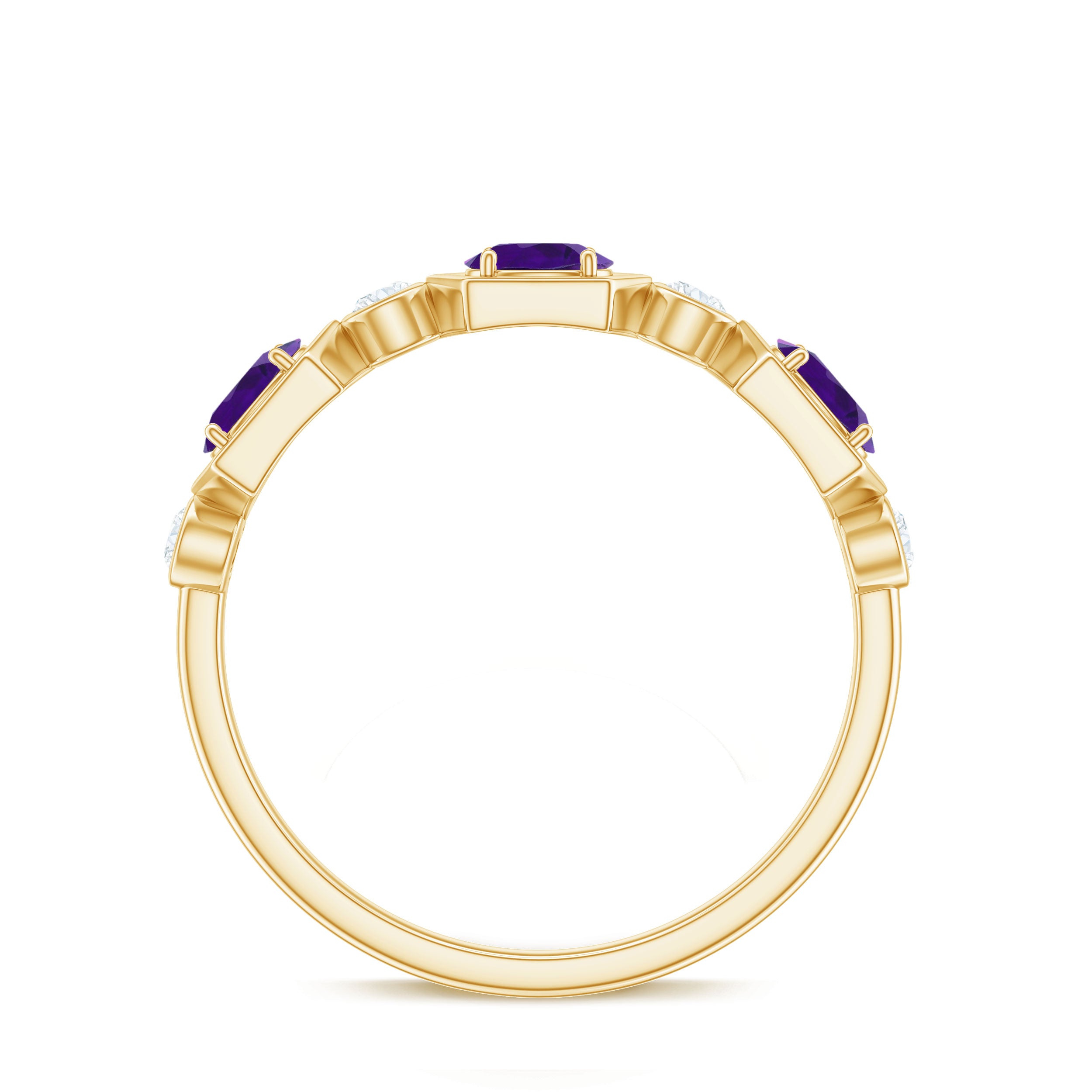 Rosec Jewels-East West Style Amethyst Half Eternity Ring with Diamond