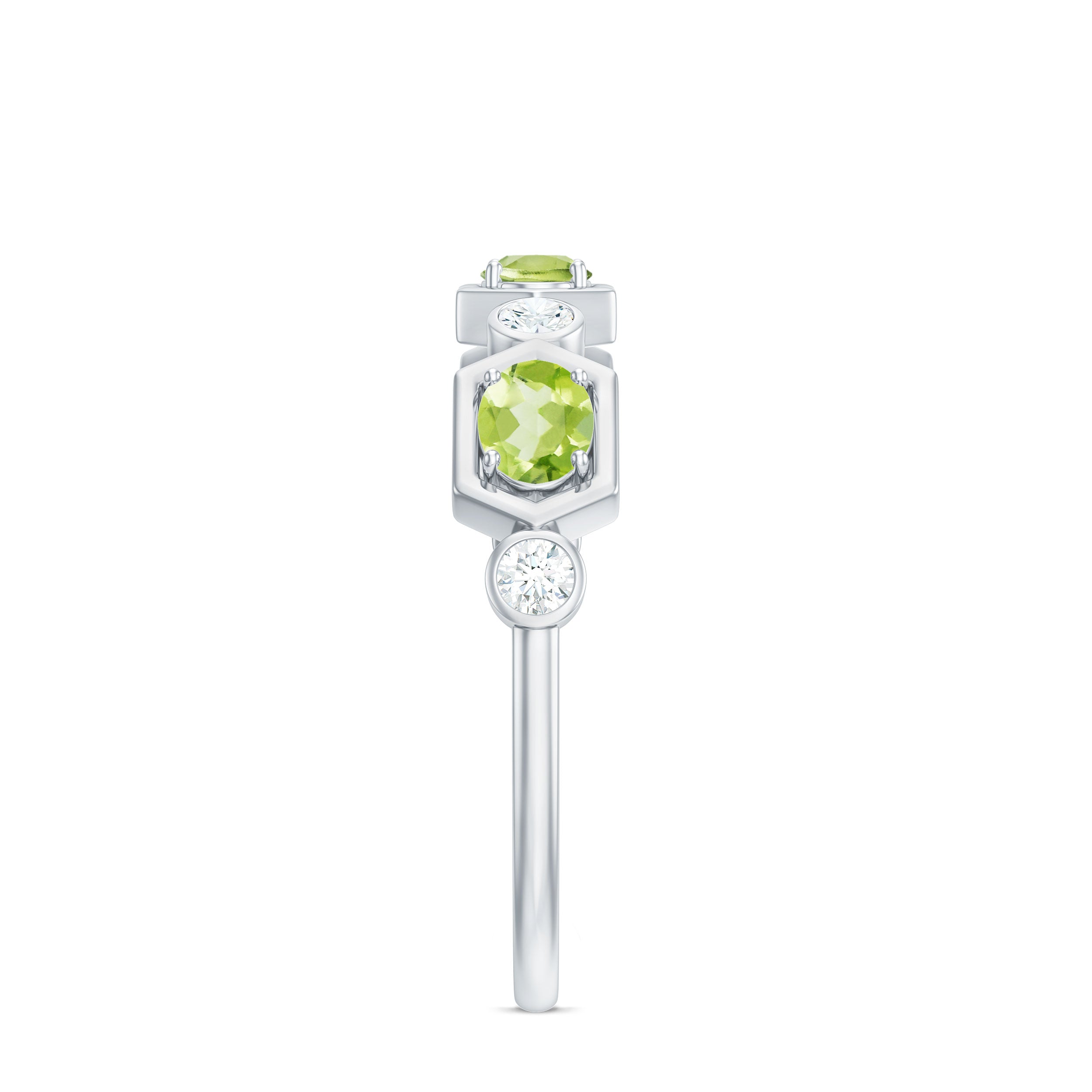 Rosec Jewels-Natural Oval Peridot Diamond Half Eternity Ring for Women