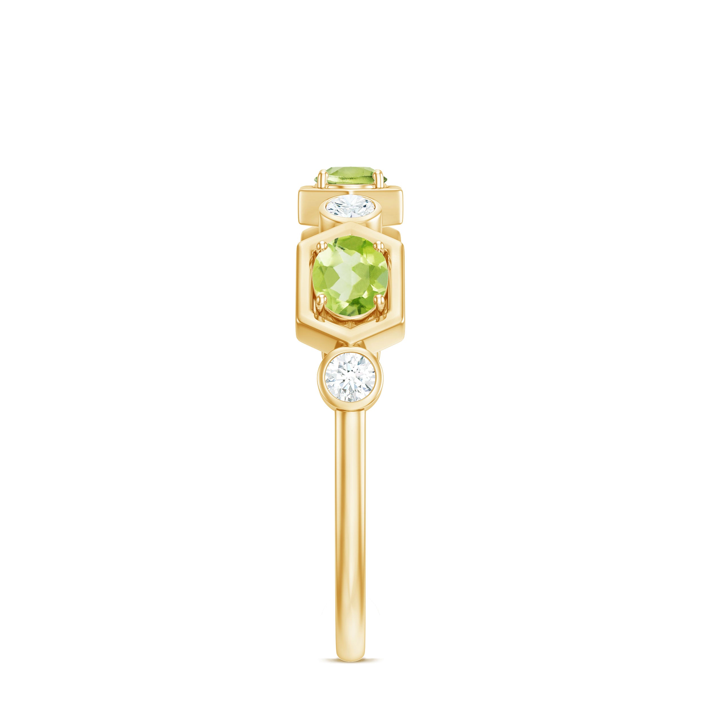 Rosec Jewels-Natural Oval Peridot Diamond Half Eternity Ring for Women