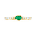Rosec Jewels-Natural Pear Shape Emerald Diamond Promise Ring in Bezel Setting