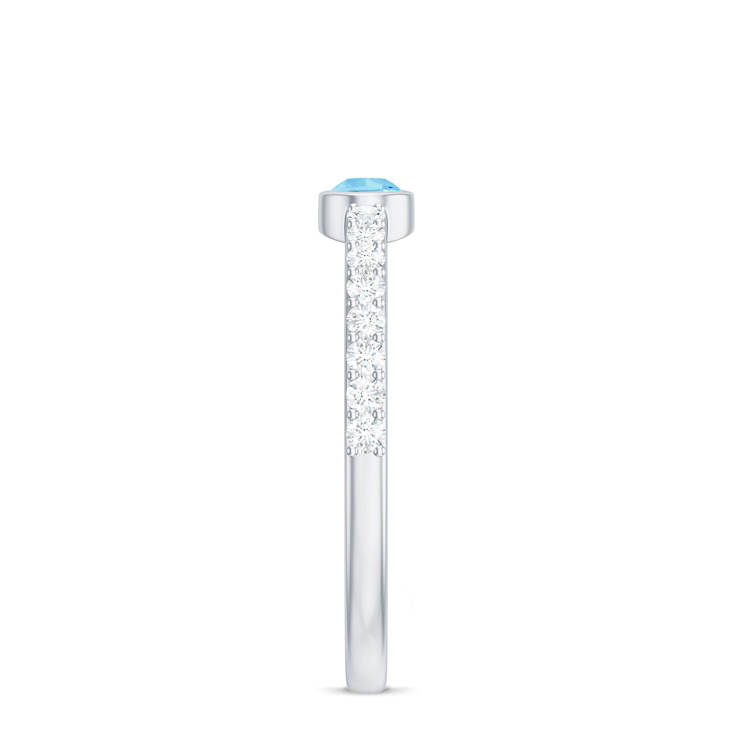 Rosec Jewels-Pear Cut Aquamarine Promise Ring with Diamond