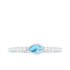 Rosec Jewels-Pear Cut Aquamarine Promise Ring with Diamond