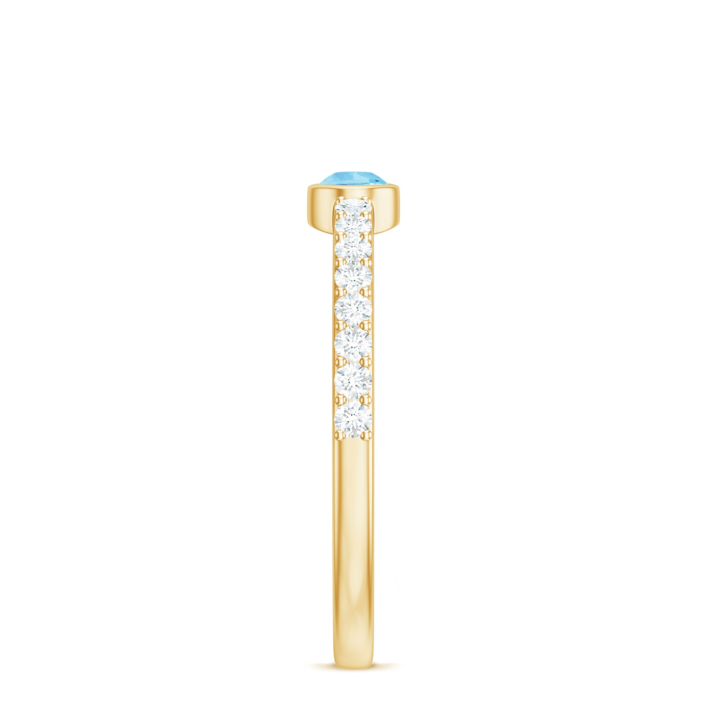 Rosec Jewels-Pear Cut Aquamarine Promise Ring with Diamond