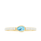 Rosec Jewels-Pear Cut Aquamarine Promise Ring with Diamond
