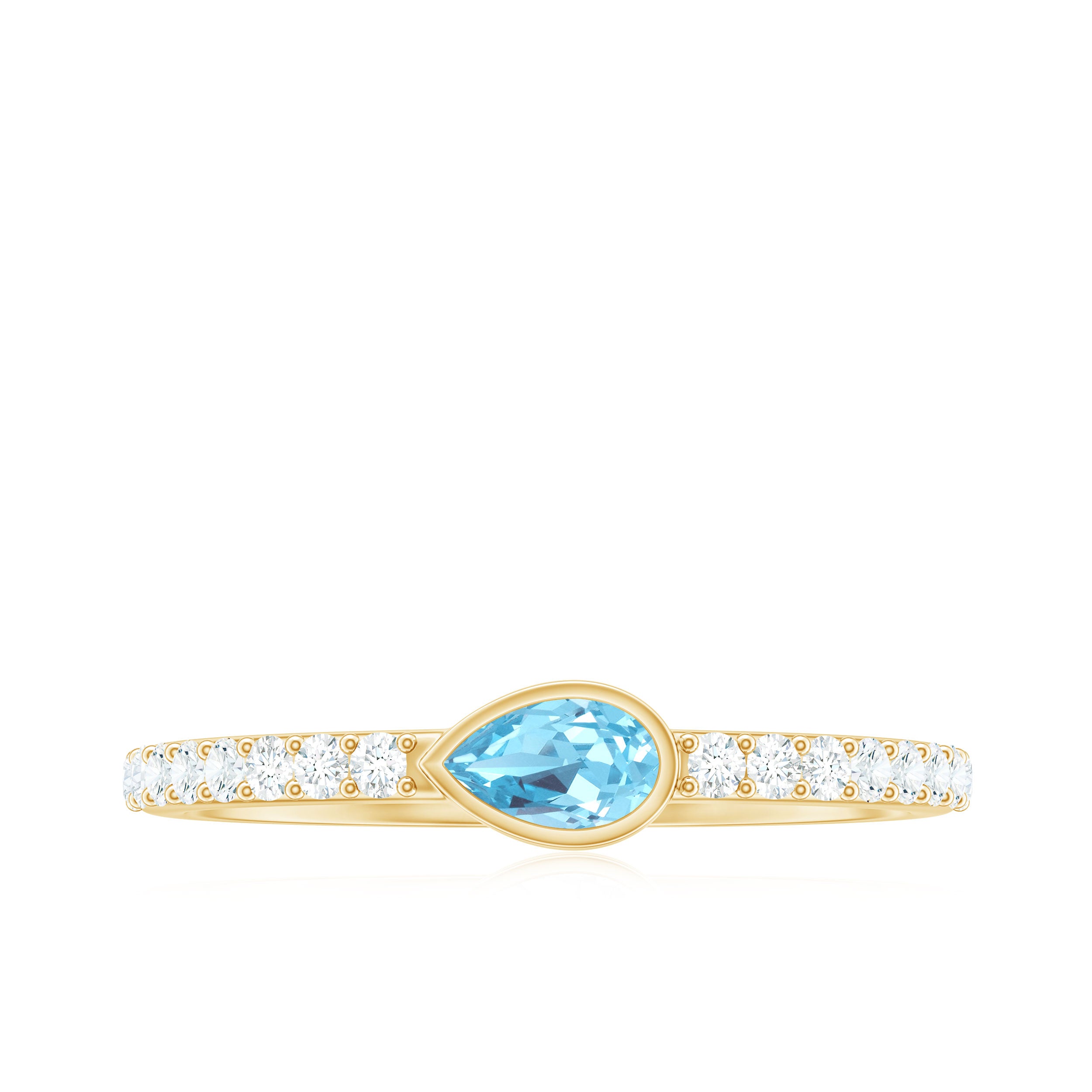Rosec Jewels-Pear Cut Aquamarine Promise Ring with Diamond