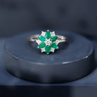 Genuine Emerald and Diamond Nature Inspired Statement Ring AAA - Rosec Jewels