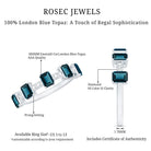 4X6mm Emerald Cut London Blue Topaz Half Eternity Band with Diamond AAA - Rosec Jewels