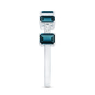 4X6mm Emerald Cut London Blue Topaz Half Eternity Band with Diamond AAA - Rosec Jewels