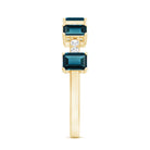 4X6mm Emerald Cut London Blue Topaz Half Eternity Band with Diamond AAA - Rosec Jewels