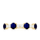 Rosec Jewels-Genuine Blue Sapphire Half Eternity Ring with Diamond
