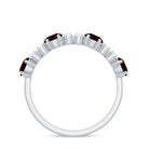 Rosec Jewels-Genuine Garnet Half Eternity Ring with Diamond