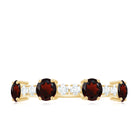 Rosec Jewels-Genuine Garnet Half Eternity Ring with Diamond