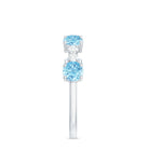 Genuine Aquamarine and Diamond Half Eternity Ring in Prong Setting AAA - Rosec Jewels