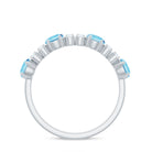 Genuine Aquamarine and Diamond Half Eternity Ring in Prong Setting AAA - Rosec Jewels