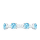 Genuine Aquamarine and Diamond Half Eternity Ring in Prong Setting AAA - Rosec Jewels