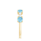 Genuine Aquamarine and Diamond Half Eternity Ring in Prong Setting AAA - Rosec Jewels