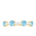 Genuine Aquamarine and Diamond Half Eternity Ring in Prong Setting AAA - Rosec Jewels