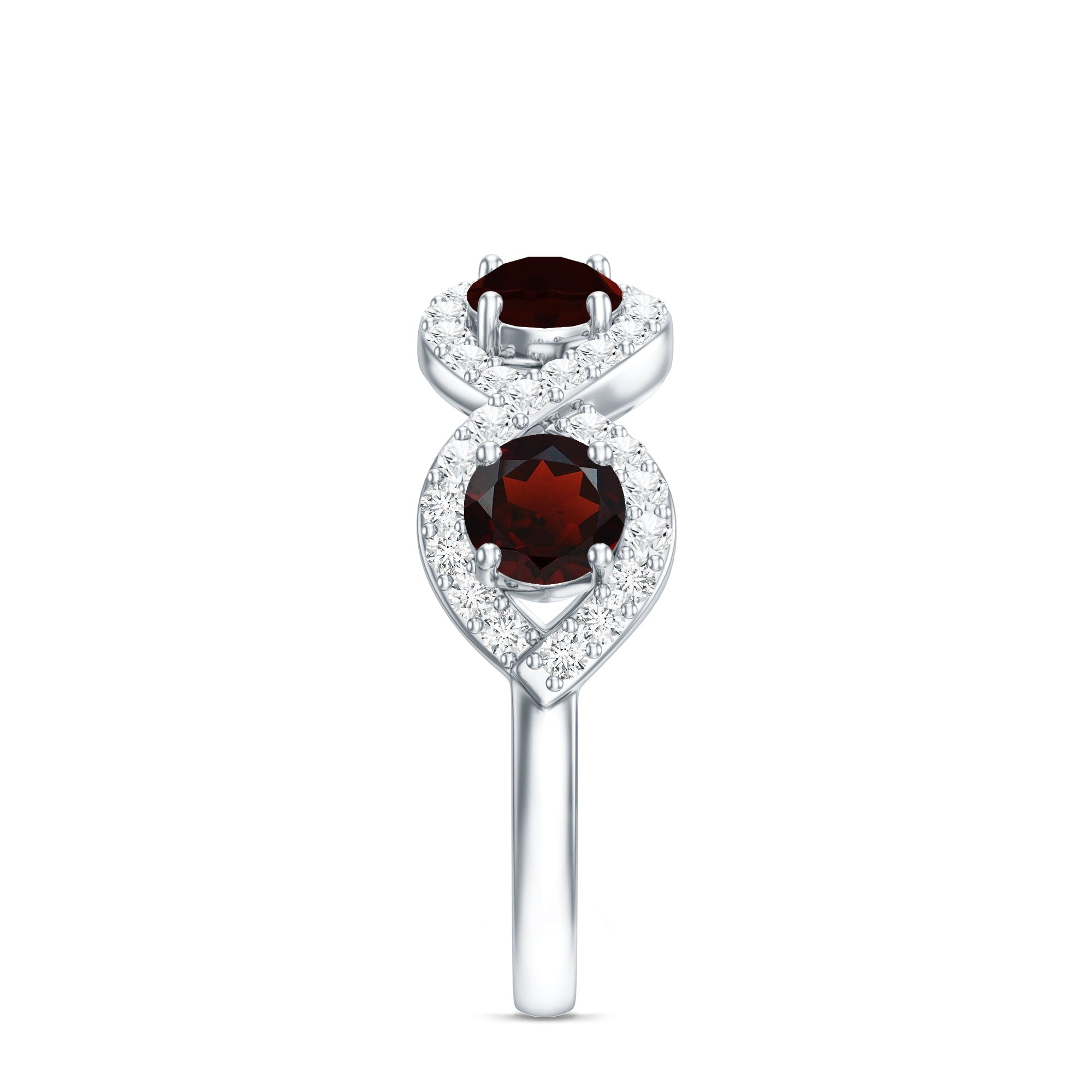 Natural Garnet Diamond Infinity Eternity Ring with Braided Shank AAA - Rosec Jewels