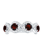 Natural Garnet Diamond Infinity Eternity Ring with Braided Shank AAA - Rosec Jewels