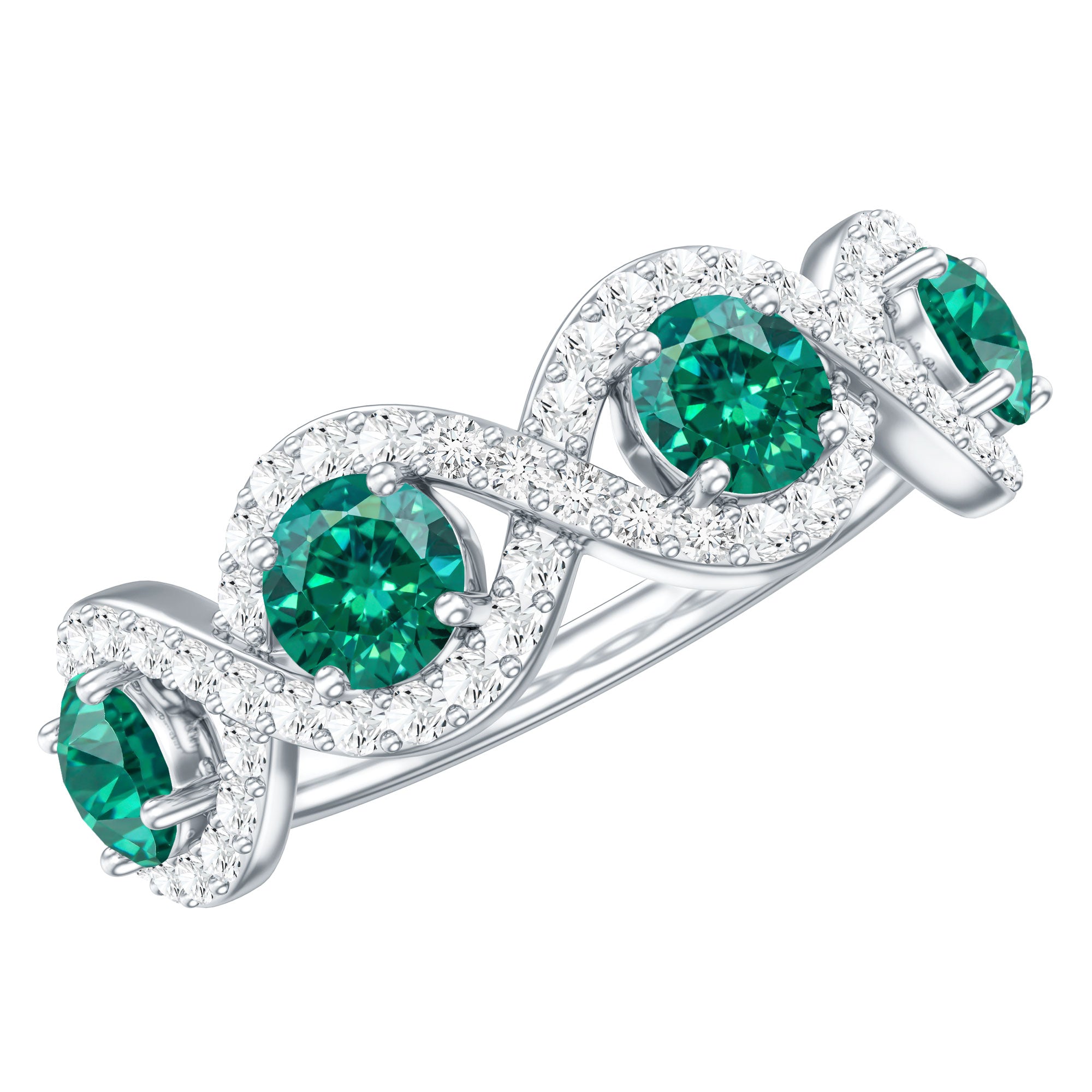 Certified Lab Grown Emerald Diamond Infinity Half Eternity Band AAAA - Rosec Jewels
