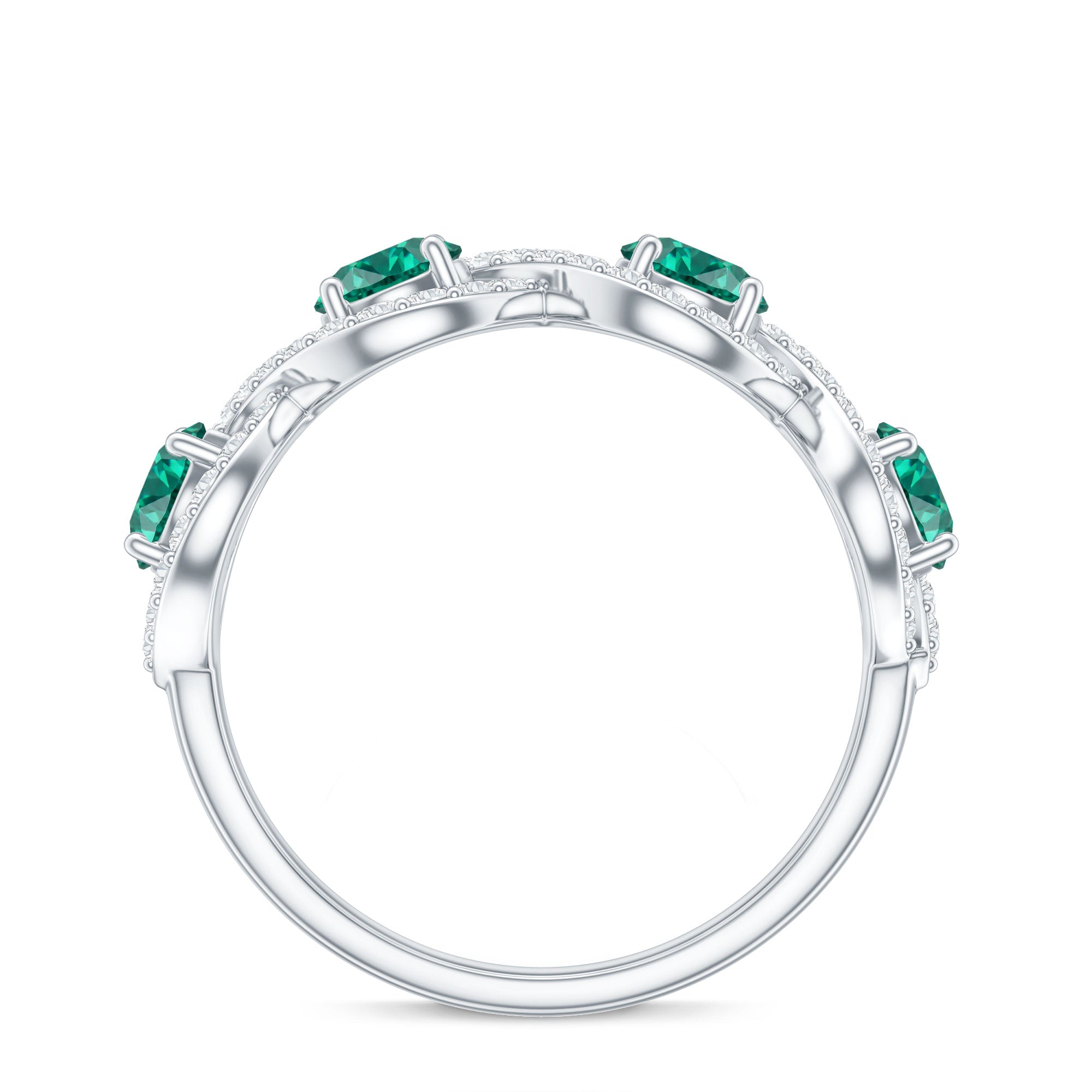 Certified Lab Grown Emerald Diamond Infinity Half Eternity Band AAAA - Rosec Jewels