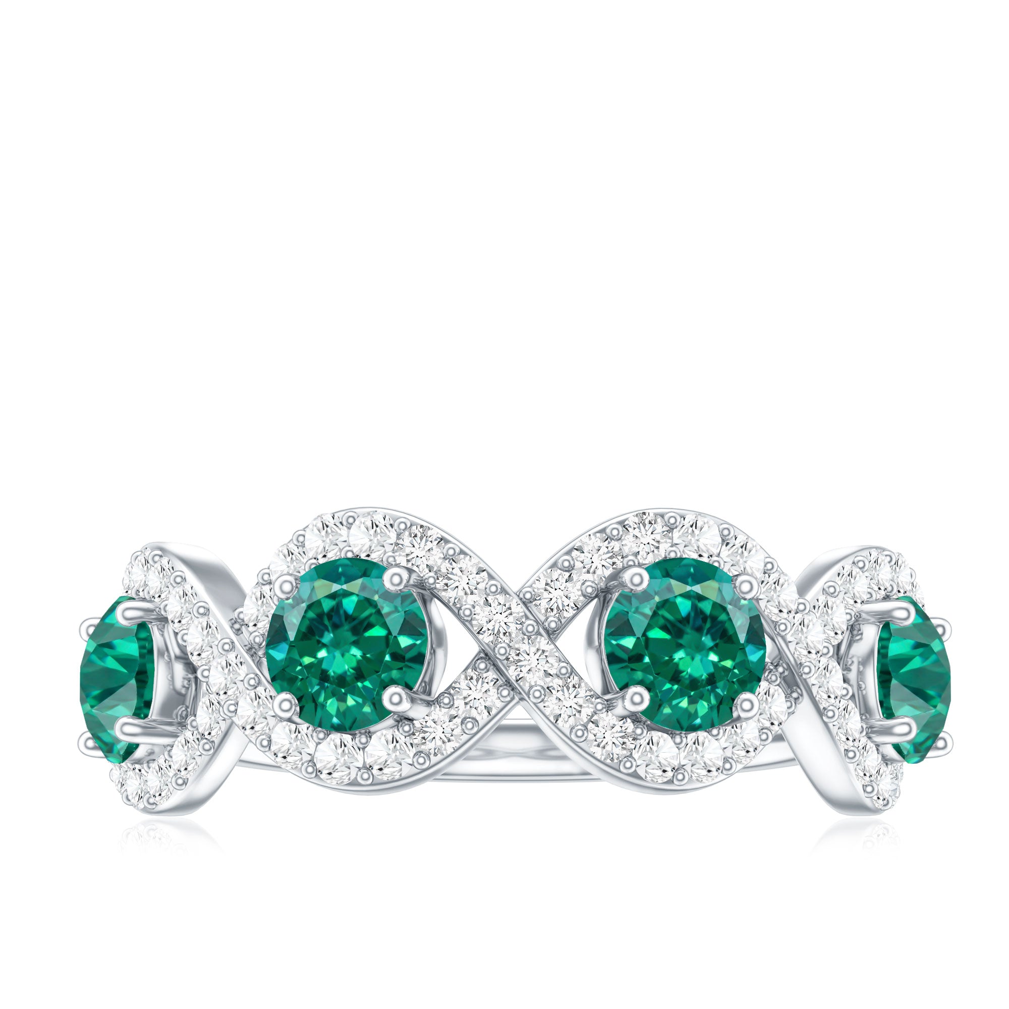 Certified Lab Grown Emerald Diamond Infinity Half Eternity Band AAAA - Rosec Jewels