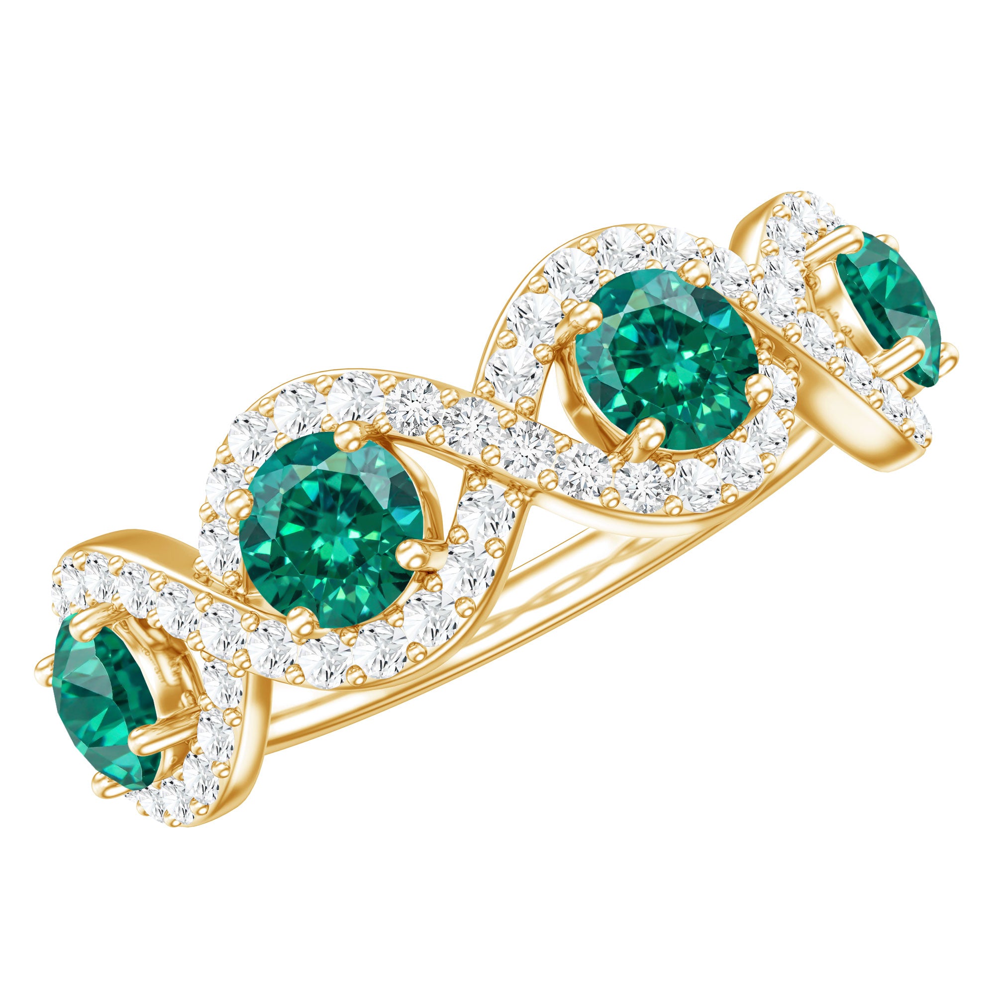 Certified Lab Grown Emerald Diamond Infinity Half Eternity Band AAAA - Rosec Jewels