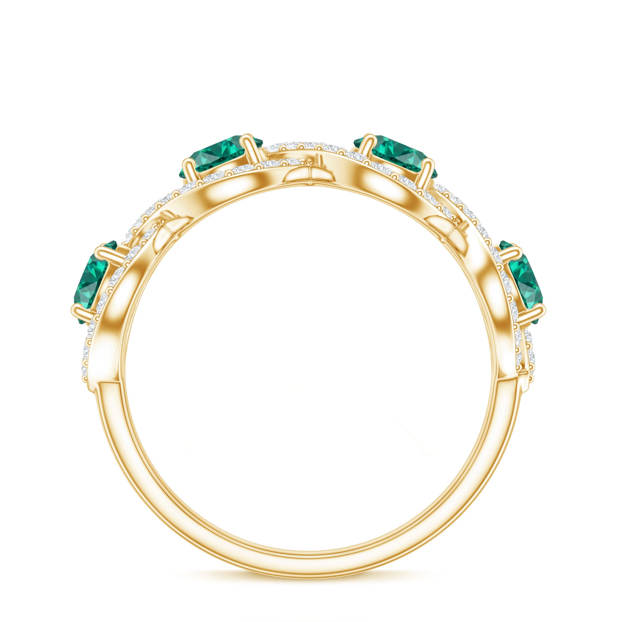 Certified Lab Grown Emerald Diamond Infinity Half Eternity Band AAAA - Rosec Jewels