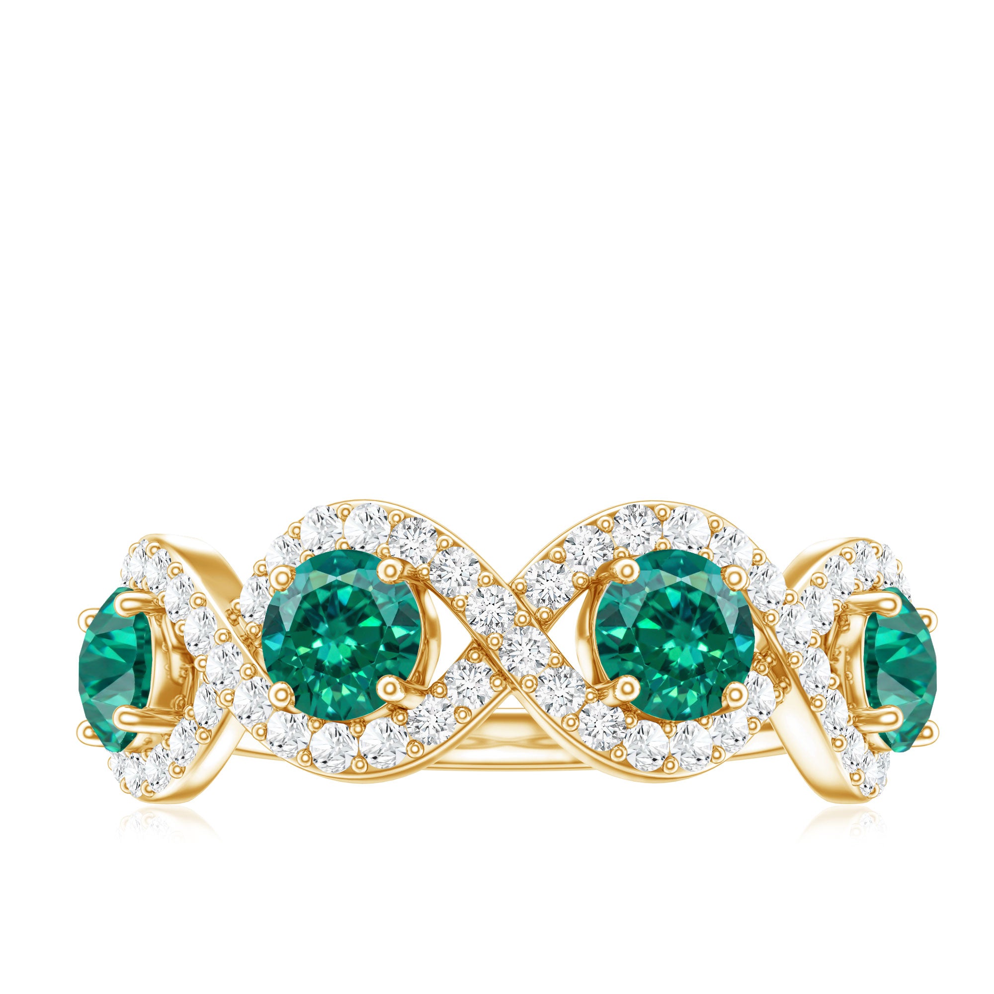 Certified Lab Grown Emerald Diamond Infinity Half Eternity Band AAAA - Rosec Jewels