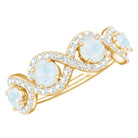 Rosec Jewels-Genuine Moonstone Half Eternity Ring with Diamond