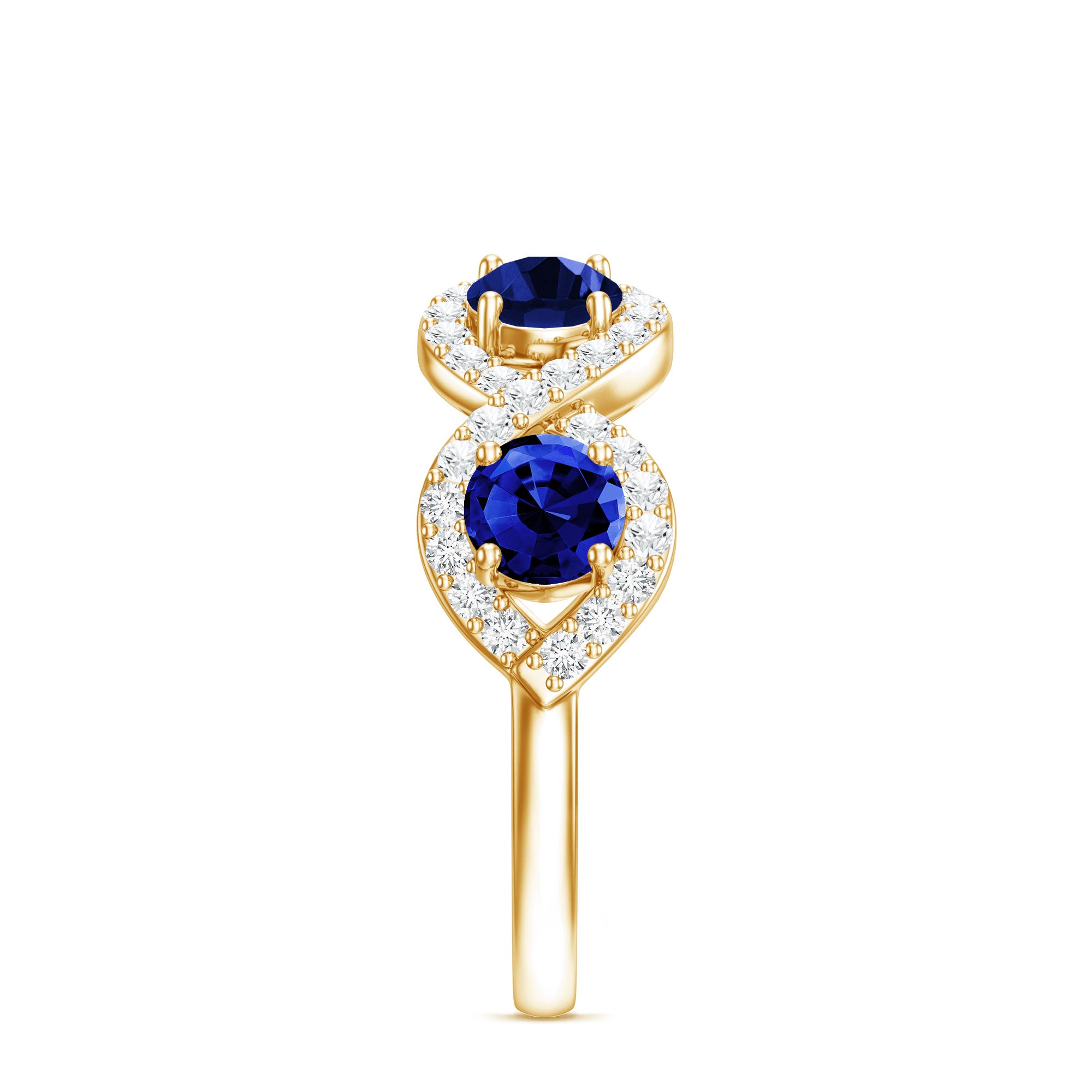 2 CT Lab-Created Blue Sapphire and Diamond Braided Half Eternity Band Ring AAAA - Rosec Jewels