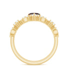 Rosec Jewels-Natural Garnet Diamond Heart Engagement Ring with Wedding Band