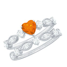 Vintage Inspired Fire Opal and Diamond Wedding Ring Set AAA - Rosec Jewels
