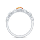 Vintage Inspired Fire Opal and Diamond Wedding Ring Set AAA - Rosec Jewels