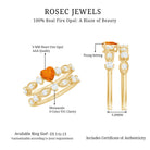 Vintage Inspired Fire Opal and Diamond Wedding Ring Set AAA - Rosec Jewels