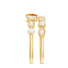 Vintage Inspired Fire Opal and Diamond Wedding Ring Set AAA - Rosec Jewels