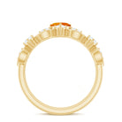 Vintage Inspired Fire Opal and Diamond Wedding Ring Set AAA - Rosec Jewels
