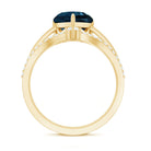 8mm Heart Shaped London Blue Topaz Solitaire Ring Set with Diamond Curved Band AAA - Rosec Jewels