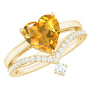 Rosec Jewels-Natural Citrine Heart Engagement Ring with Diamond Enhancer