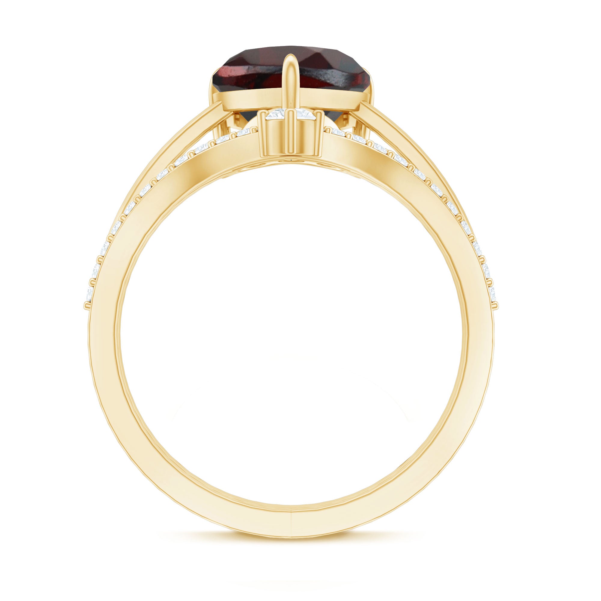 Rosec Jewels-Natural Garnet Heart Shaped Engagement Ring with Diamond Enhancer
