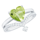 Natural 2 Carat Peridot Heart Engagement Ring with Diamond Enhancer AAA - Rosec Jewels