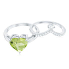 Natural 2 Carat Peridot Heart Engagement Ring with Diamond Enhancer AAA - Rosec Jewels