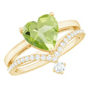 Natural 2 Carat Peridot Heart Engagement Ring with Diamond Enhancer AAA - Rosec Jewels