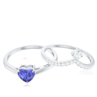 Rosec Jewels-Natural Tanzanite Heart Engagement Ring with Chevron Diamond Enhancer