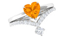 Heart Fire Opal and Diamond Ring Set AAA - Rosec Jewels